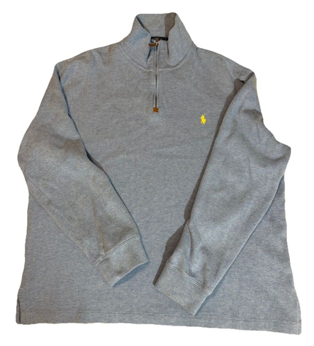 Polo Ralph Lauren Quarter Zip Pullover Sweater Light Blue Cotton Mens Size XL